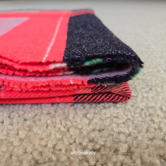 J. Crew Wool Large Square Scarf Pink Vibrant Colors - Picture 13 of 15